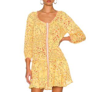 Poupette St. Barth Tesorino Mini Dress Yellow Bouquet S/M